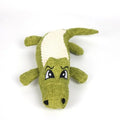 Blue, green, and red corn cob plush pet toys with textured grid pattern