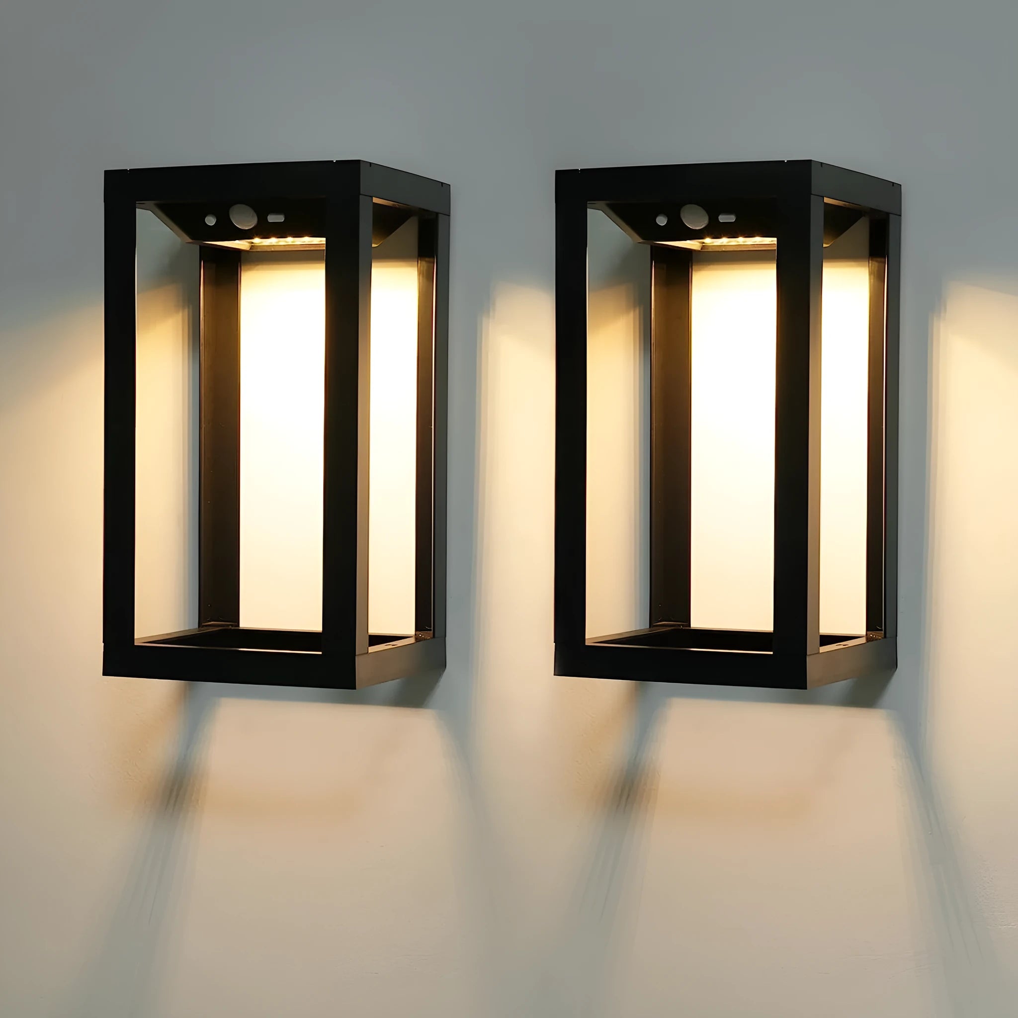 Modern Chinese outdoor wall lamp with solar panel and two-tone lighting