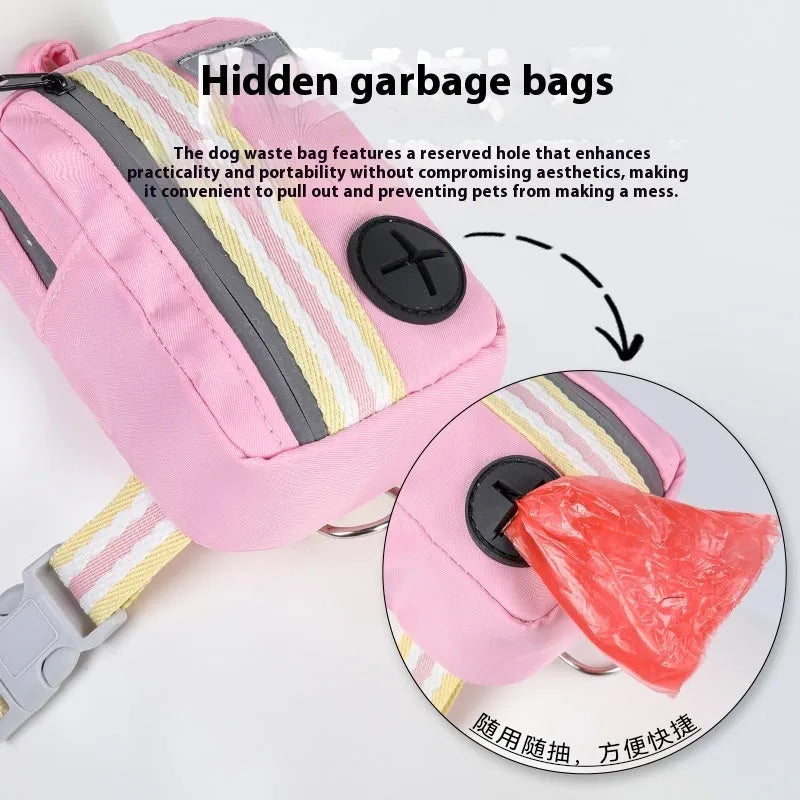 Explosion-proof anti-strangulation pet harness in Oxford cloth with attached 1.5-metre holding rope