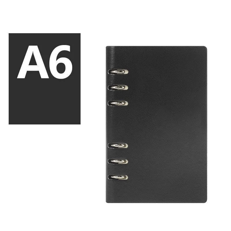 Loose-leaf notebook with imitation leather cover in red blue black brown seaweed green colours