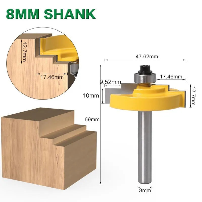 Door and window step knife woodworking cutter with 8mm shank and carbide construction