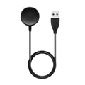Small black plastic USB charger for smartwatches with a connected cable.