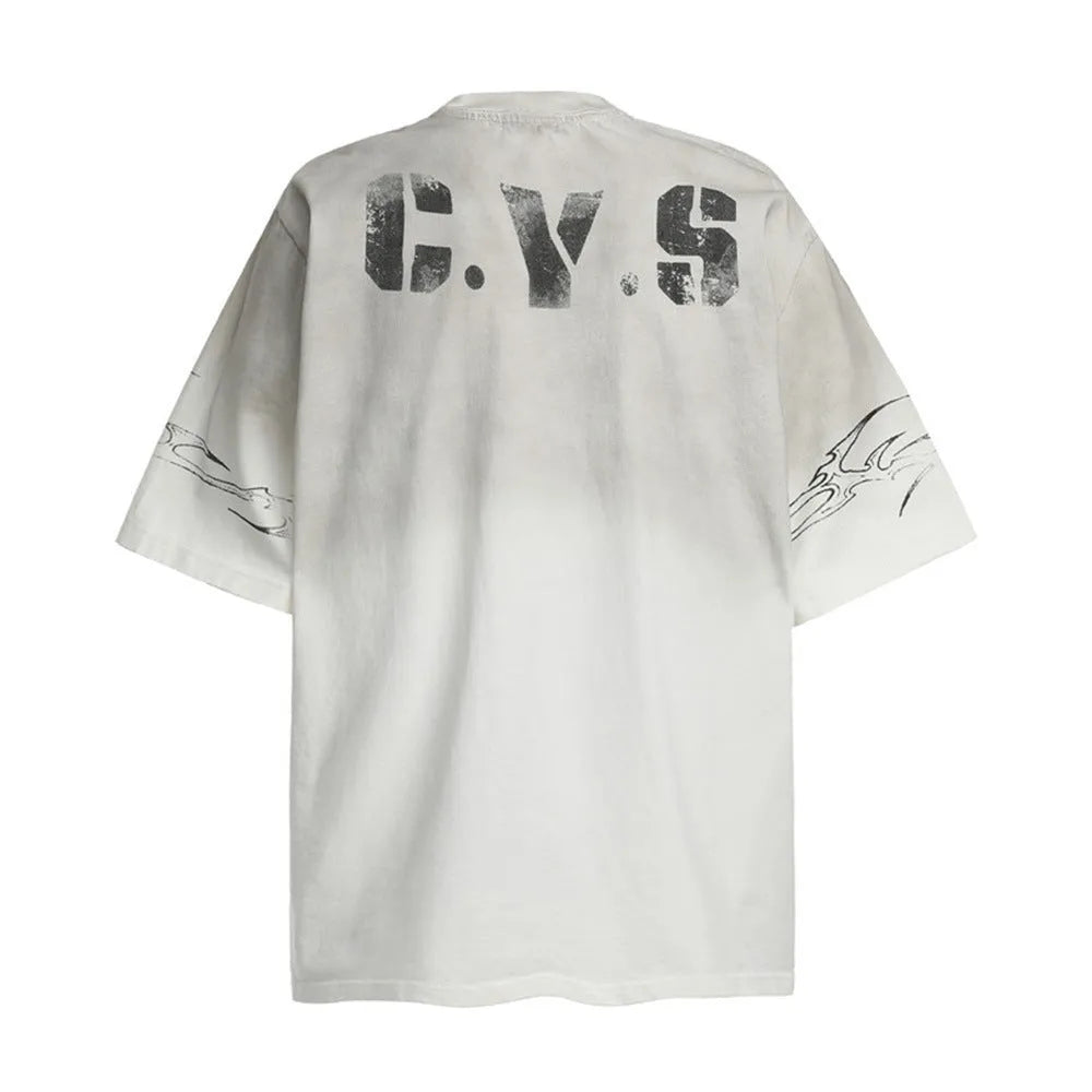 Men's printed pure cotton short-sleeved T-shirt in black and white colour options