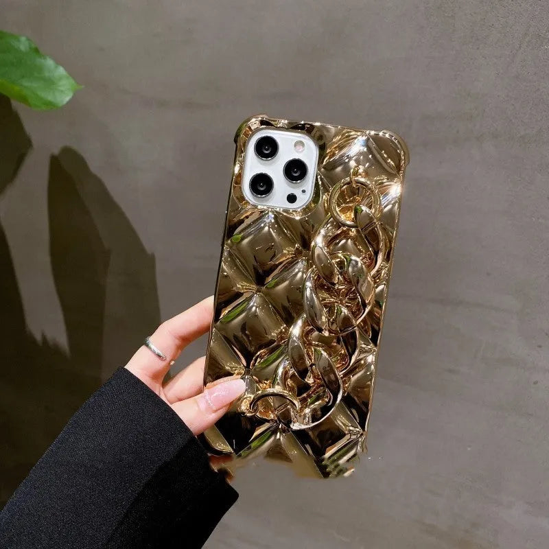 Gold chain fall proof TPU rear cover phone case for compatible iPhone models
