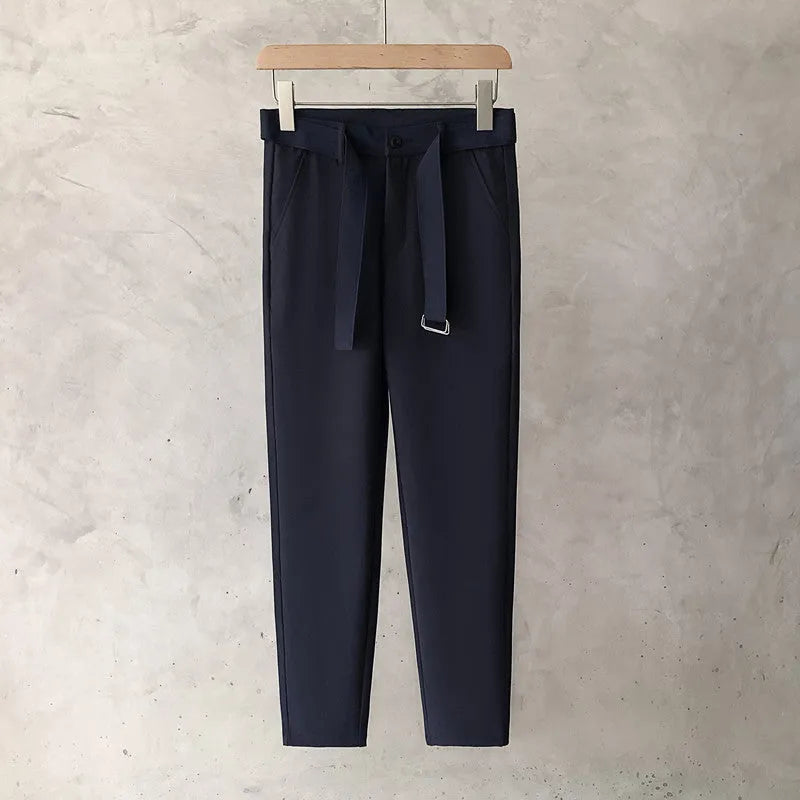 Boys slim straight tapered trousers in wool fabric available in multiple colours