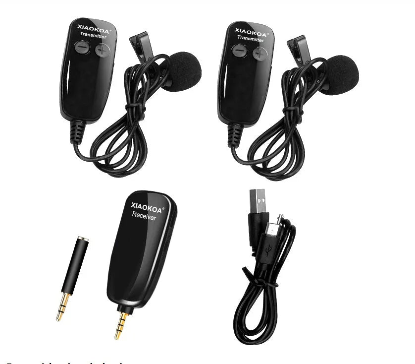 Black lavalier microphone with 3.5mm jack for mobile phones