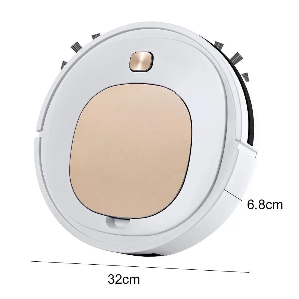 USB sweeper robot, 32cm diameter, 6.8cm height, Gold or Silver, 90-minute runtime