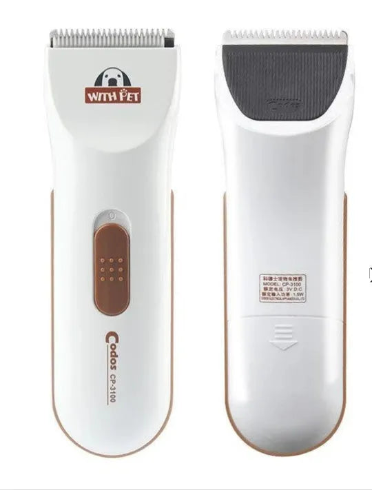 White electric pet hair clipper with ceramic blade for cat and dog grooming