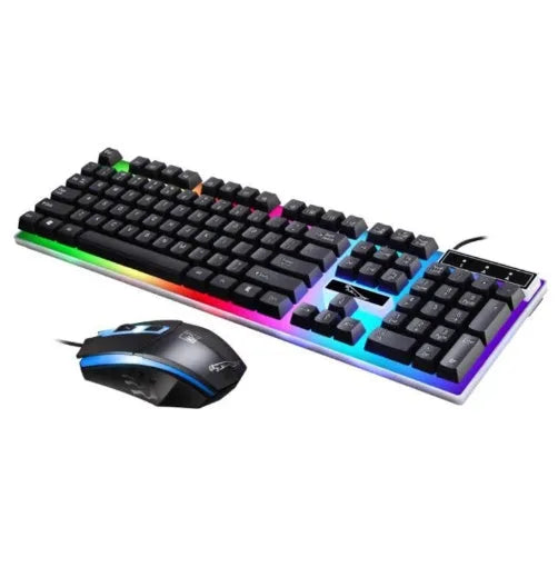 G21 wired keyboard and mouse set in black or white with suspended lighting and 1000dpi optical mouse.