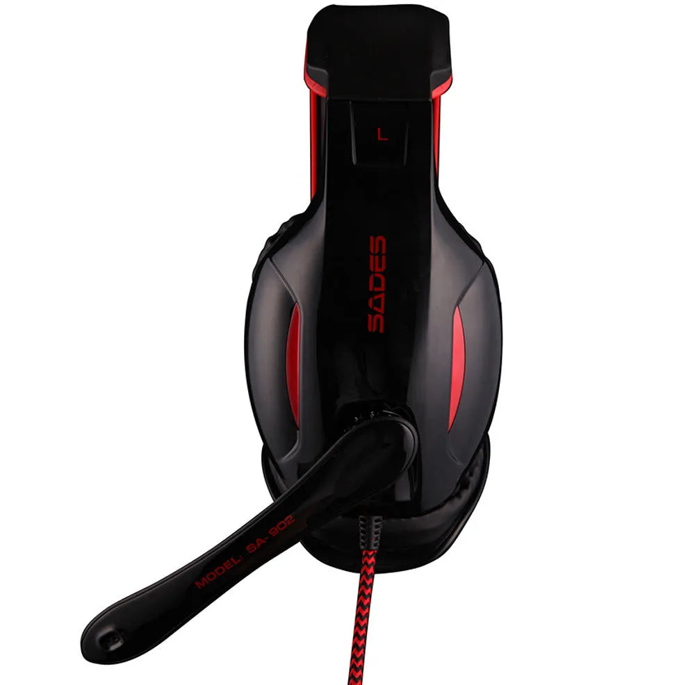 Black SADES SA 902 Hero Alliance wired USB gaming headset for PC with over-ear design.