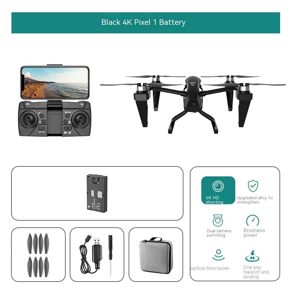 White KS66 alloy UAV drone with camera and remote control on a grassy outdoor field.