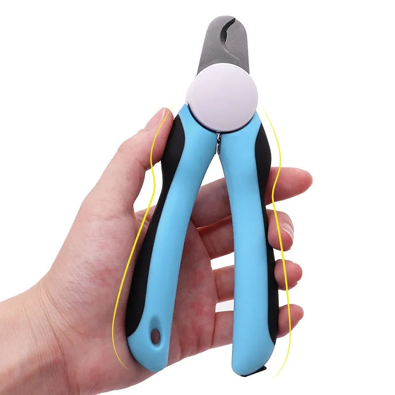 Blue heavy-duty stainless steel dog nail clippers with safety guard for large breeds