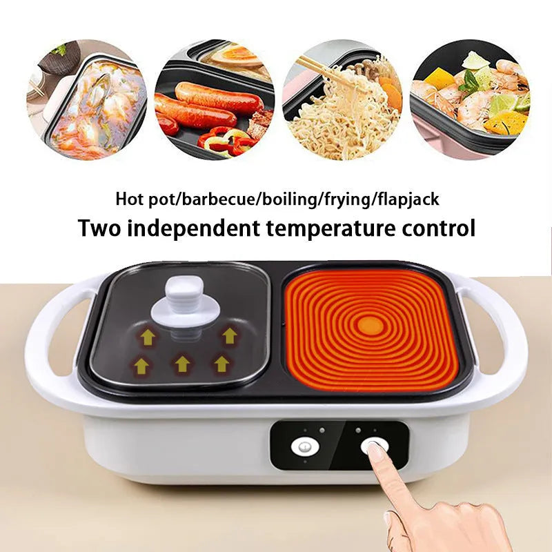 Green or white household electric hot pot appliance with mechanical controls for 2-3 people.