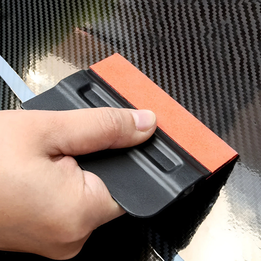 ABS plastic car film scraper with choice of deerskin or wool scraping head for vehicle wrap application