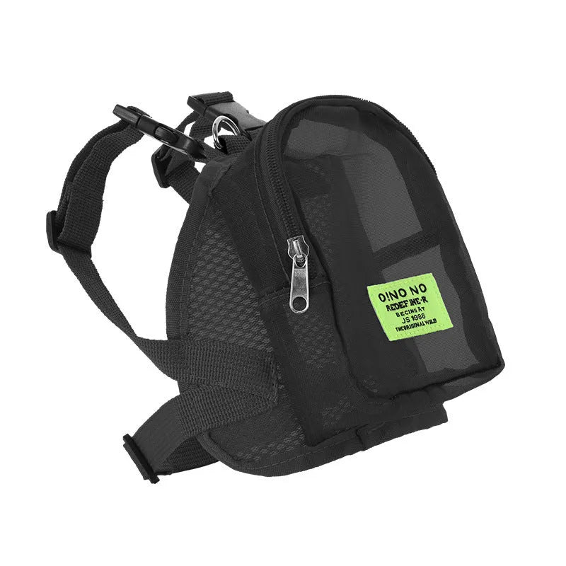 Solid colour dog backpack carrier made from breathable polyester fabric for small pet transport.