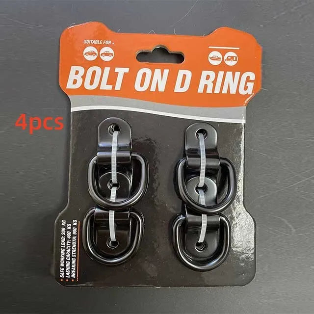 Galvanised carbon steel floor hook with black finish and pull ring for vehicle cargo securing