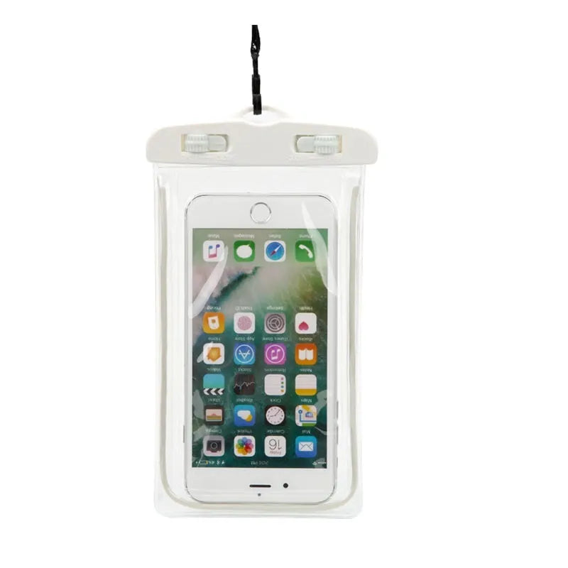 Universal waterproof luminous touch screen phone case in multiple colours for outdoor activities