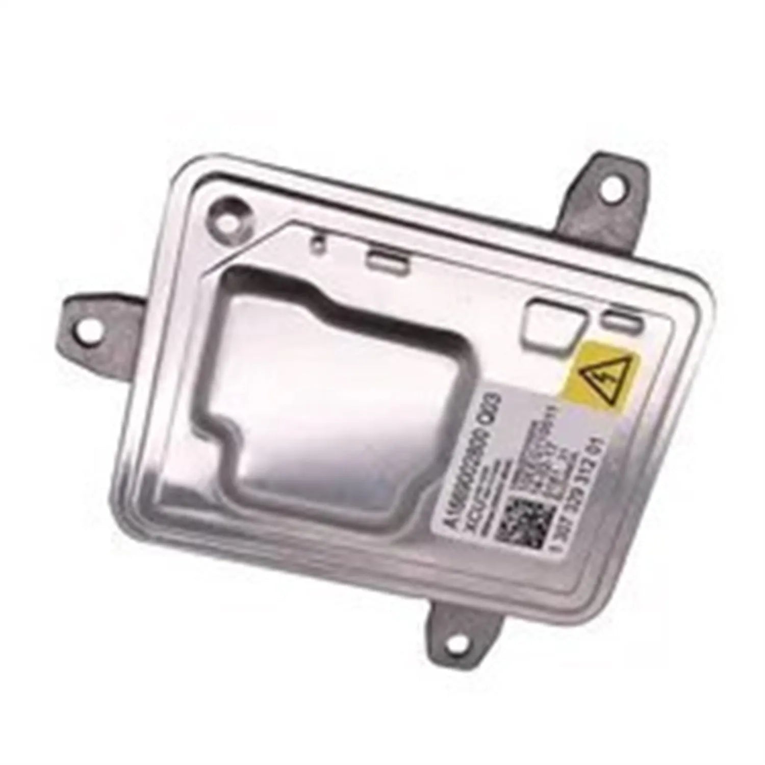 Metal automotive headlight ballast component measuring 14x11x4.5cm