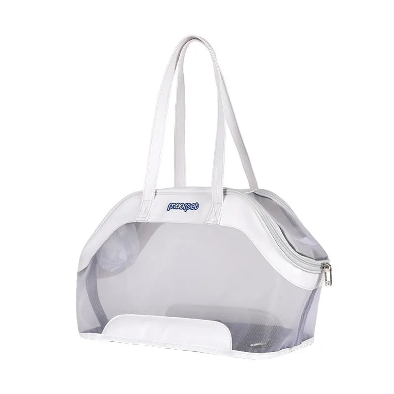 MOORPET leather cat outing carry bag in a solid colour showing medium hardness structure.