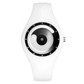 White candy colour quartz watch with alloy case, plexiglass mirror, 4.0cm diameter, 23cm band.