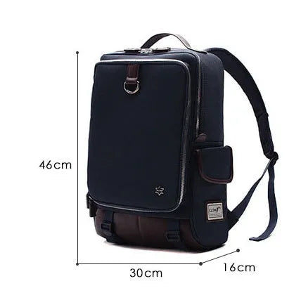 Modern army green Oxford cloth men's backpack showing large main compartment and adjustable straps.