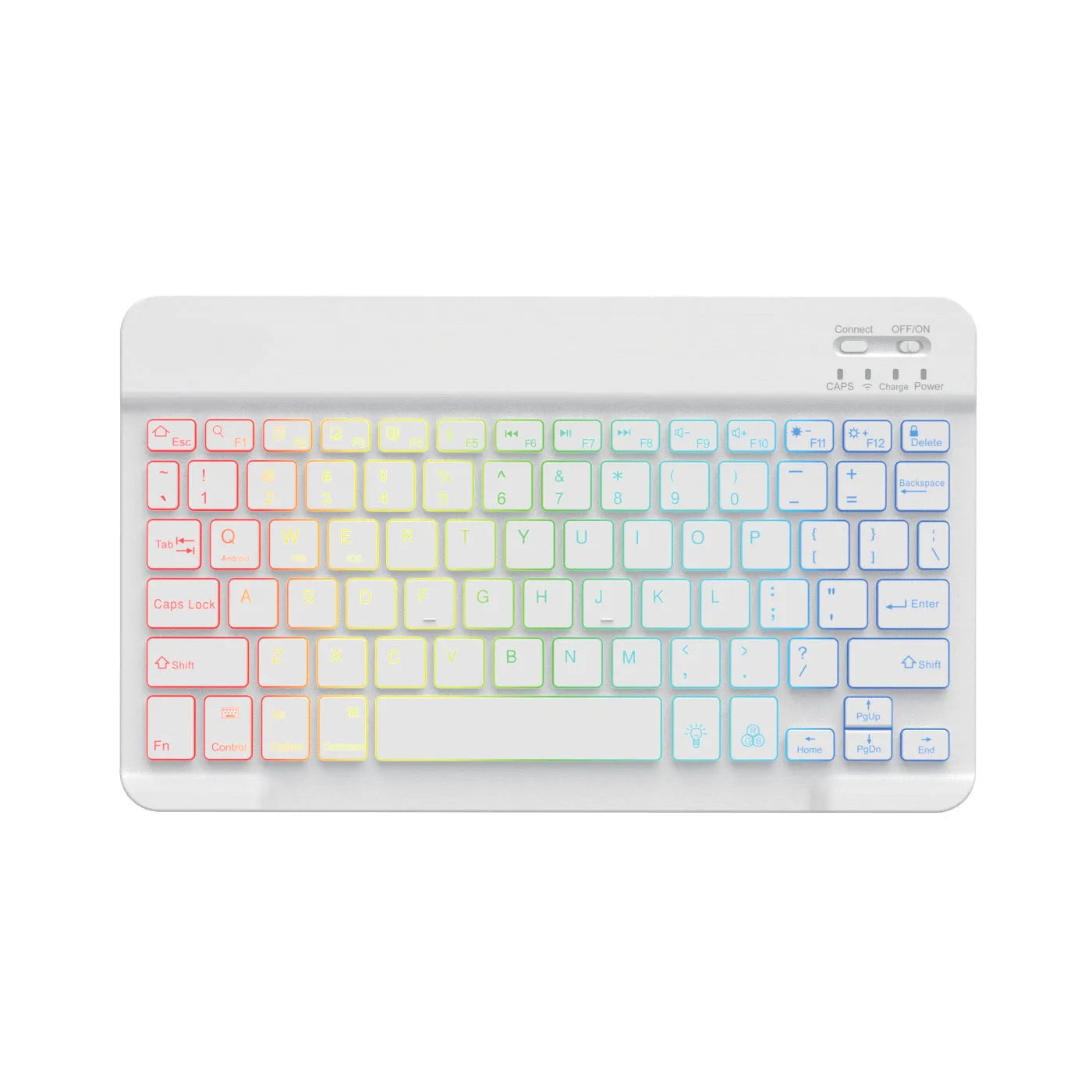10-inch backlit Bluetooth keyboard for tablets with colourful RGB lighting in seven colour options