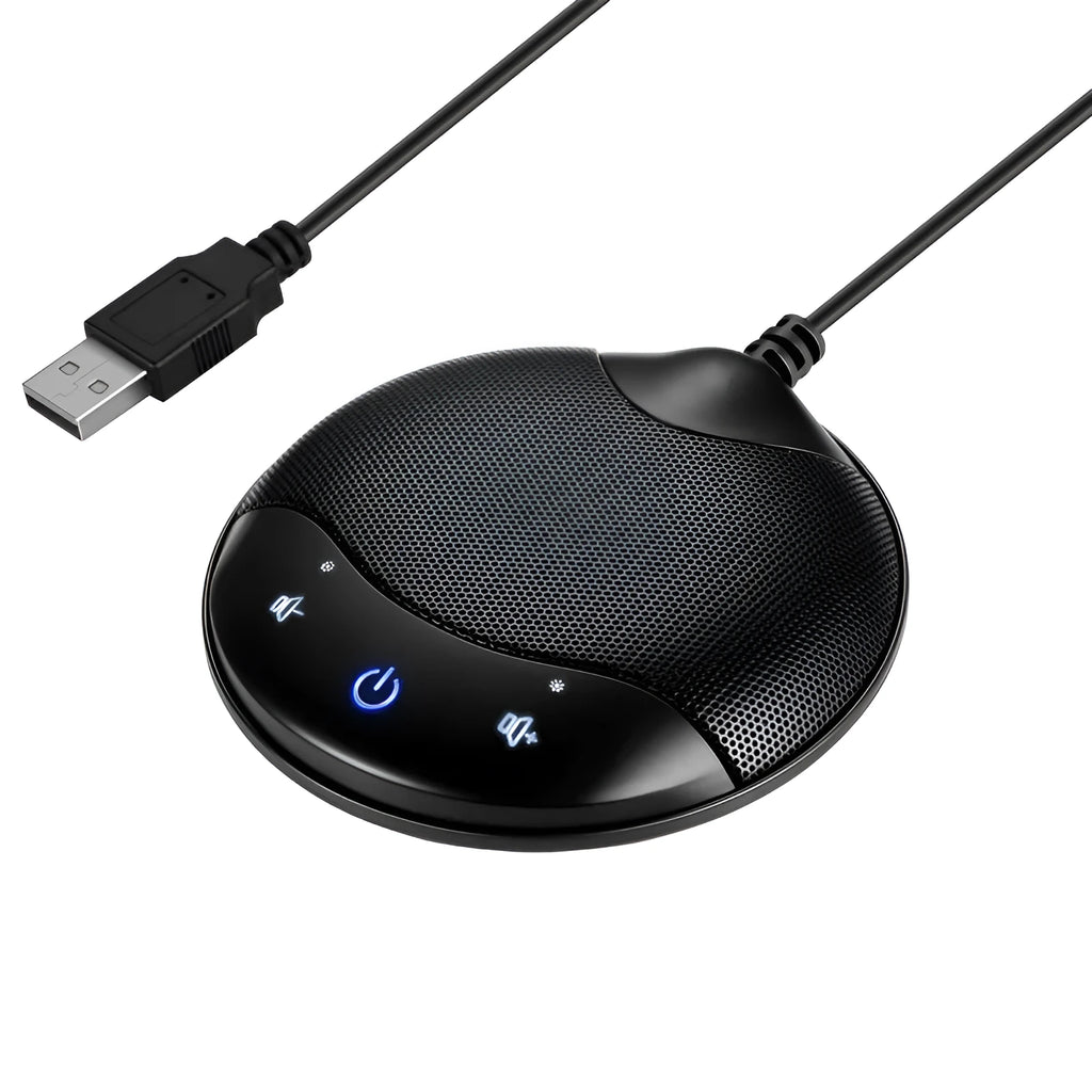 Black USB condenser microphone for computer recording and conferences