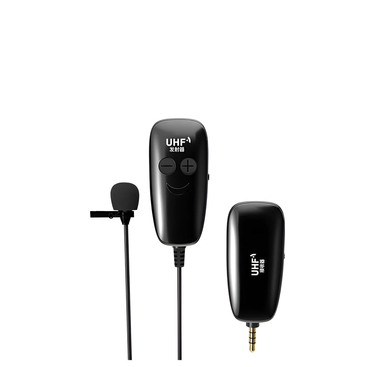 Black lavalier microphone with 3.5mm jack for mobile phones