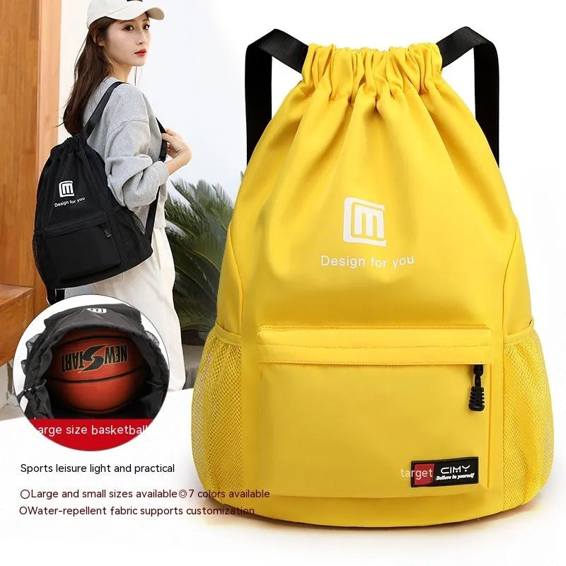 Oxford fabric travel backpack in multiple colours with drawstring closure and foldable design