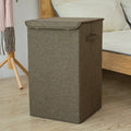 Foldable three-dimensional cotton linen storage basket in grey, khaki or brown colour