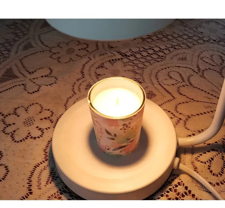 European style aromatherapy wax melt lamp with dimmer switch in white finish