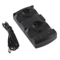 Black PS3 dual controller charging dock with USB cable for wireless Sixaxis and Move navigation controllers