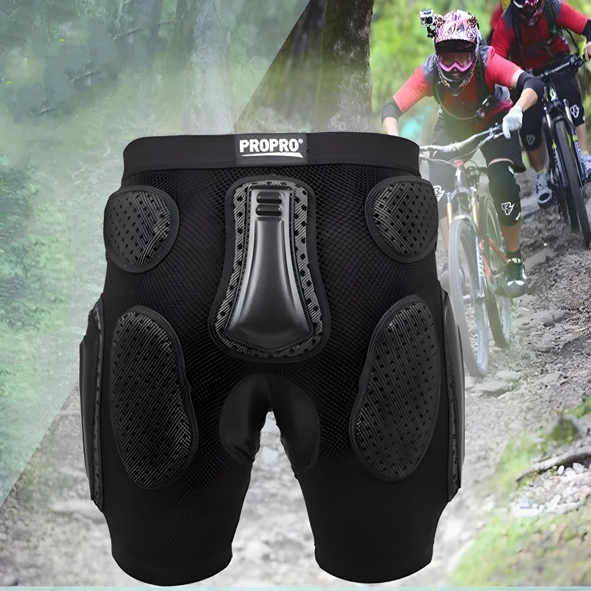 Black cycling hip protection pants with multifunctional hip pad for bicycle riding safety