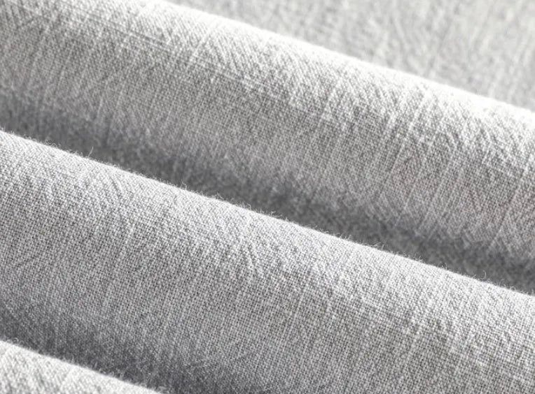 Men's loose fit linen blend casual shirt in a light grey solid colour.