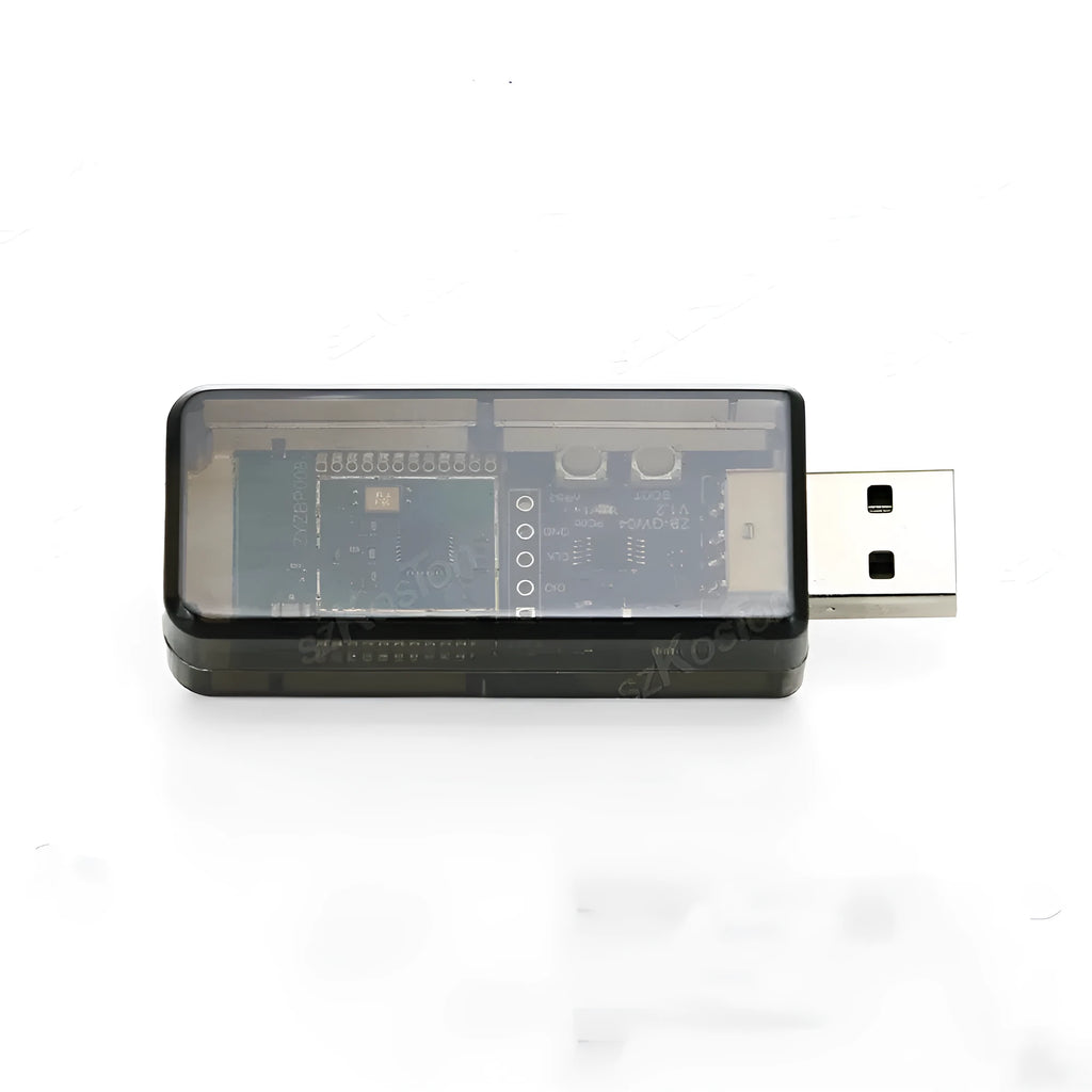Silicon Labs EFR32MG21 Zigbee USB dongle in plastic housing for smart home networks.