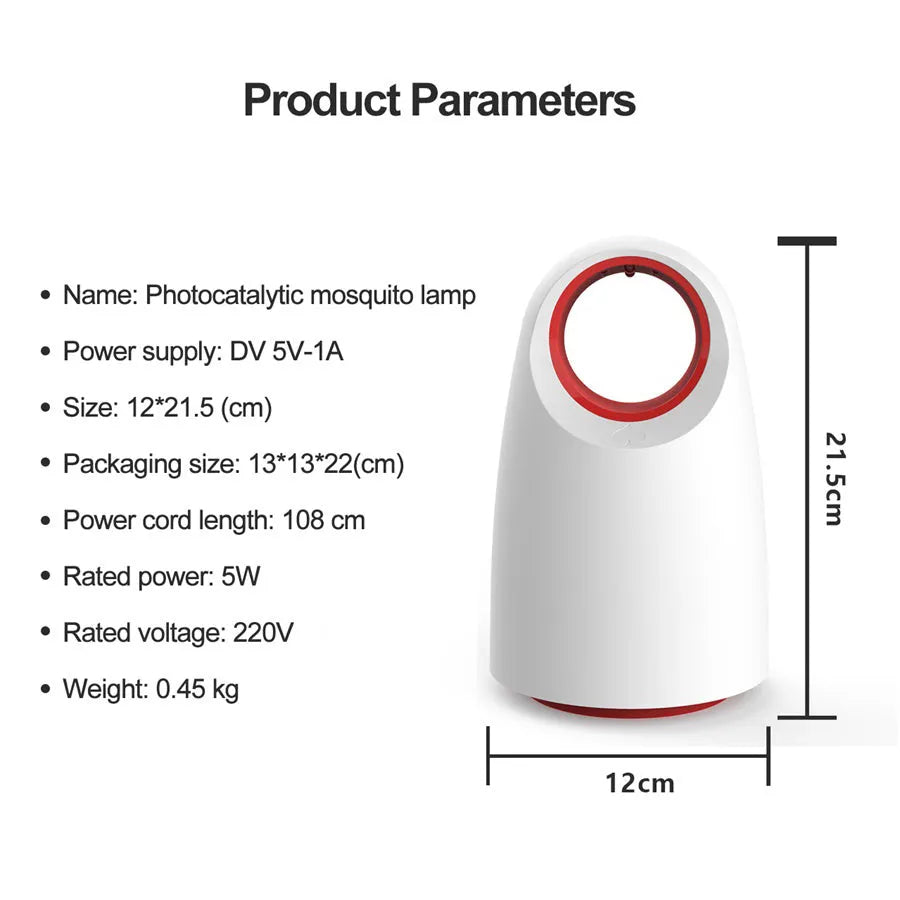 Black or white USB rechargeable silent mosquito killer with UV light.