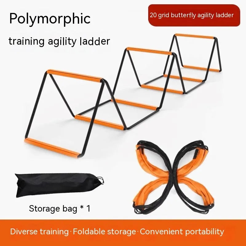 Plastic butterfly agility ladder and jump grid set for children's physical fitness training.