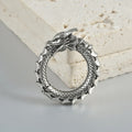 Antique silver dragon shape stainless steel earrings with hollow out geometry design