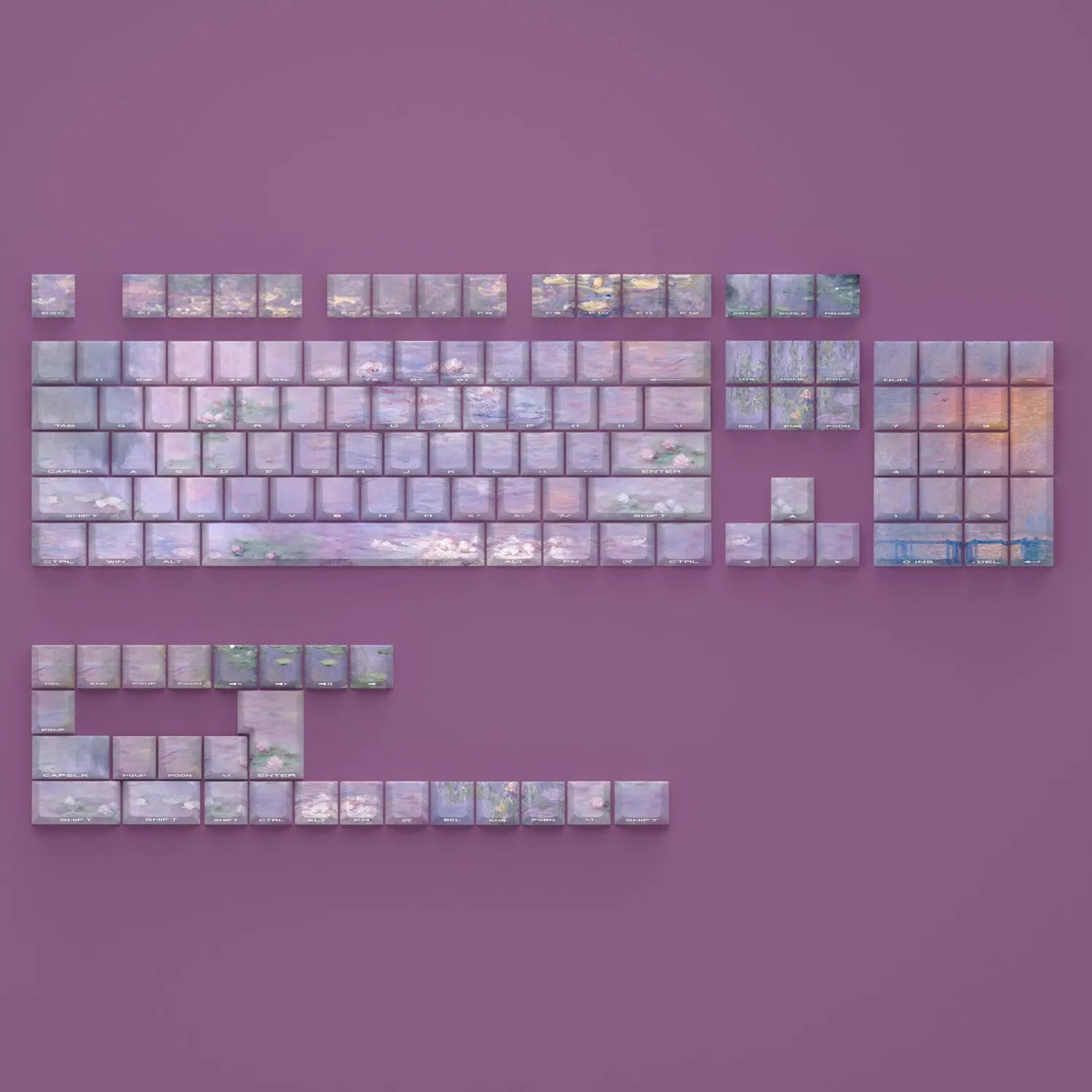 Wenshao Sleeping Lotus PBT side-carved key cap set for mechanical keyboards