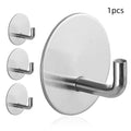 Two stainless steel self-adhesive wall hooks, one black and one with a sanded metallic finish.