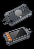Motorcycle dual lens tachograph with 3-inch display, front and rear cameras, GPS module, and waterproof housing