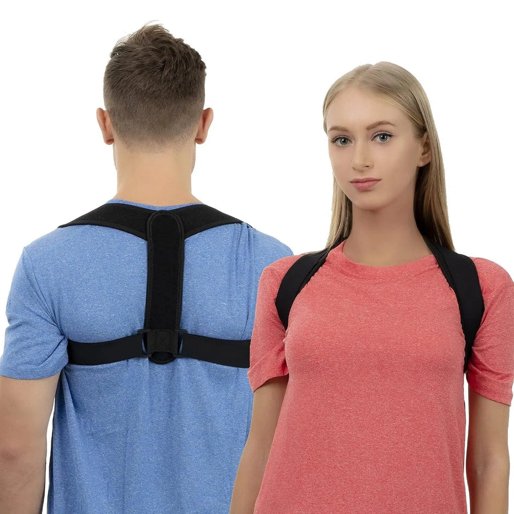 Black adjustable invisible posture correction strap for back and shoulder support