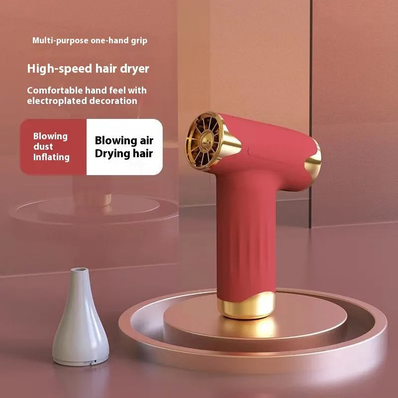Blue handheld portable fan with rotation function and humidification feature on display