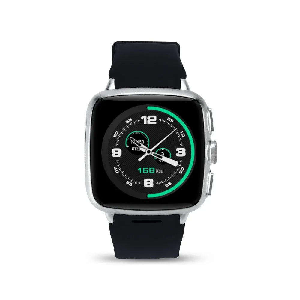 Z01 smart watch with 1.54 inch screen and camera in black or white colour options