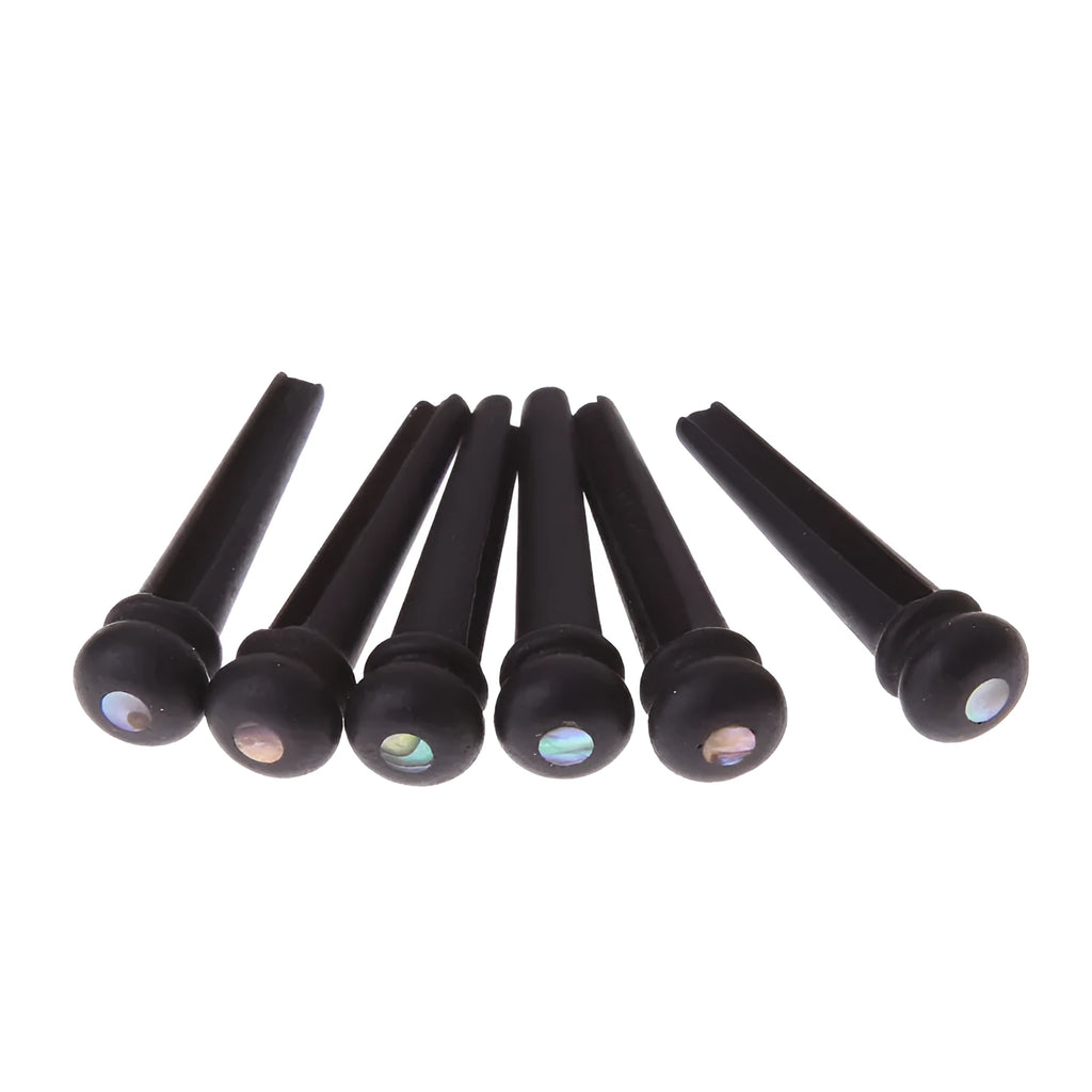 Six ebony folk guitar string nails with matt black finish for acoustic guitar repair