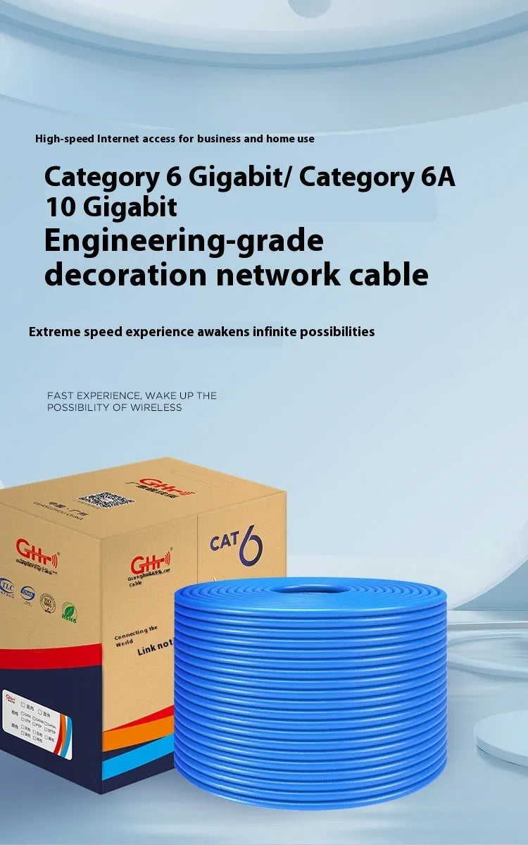 Blue and grey gigabit oxygen-free copper unshielded network cable roll