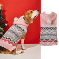 Green diamond pattern pet sweater on dog showing ribbed knitting and classic design