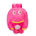Blue baby dinosaur plush backpack with embroidery, soft handle, and a childlike cute style.
