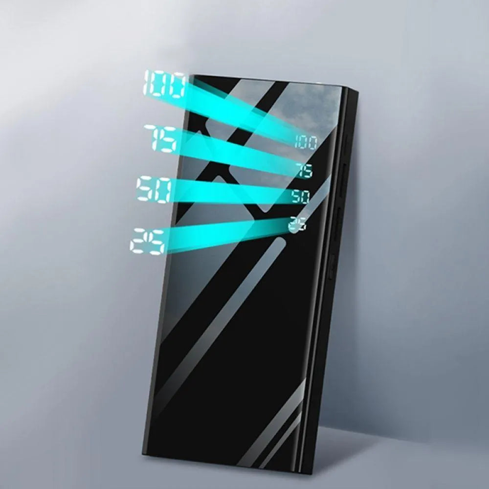 20000mAh portable power bank with LCD display showing battery percentage and two USB ports
