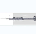 Precision screwdriver with grenade-shaped aluminium handle and multiple bits for iPhone repair